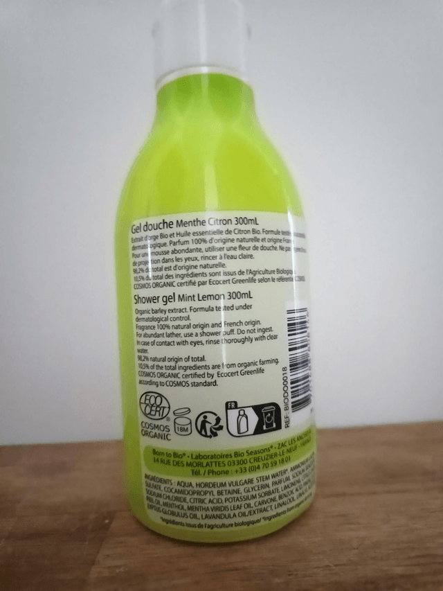 Gel douche menthe citron bio