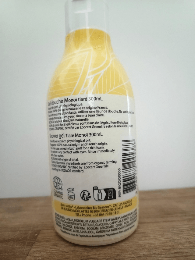 Gel douche monoï tiaré bio