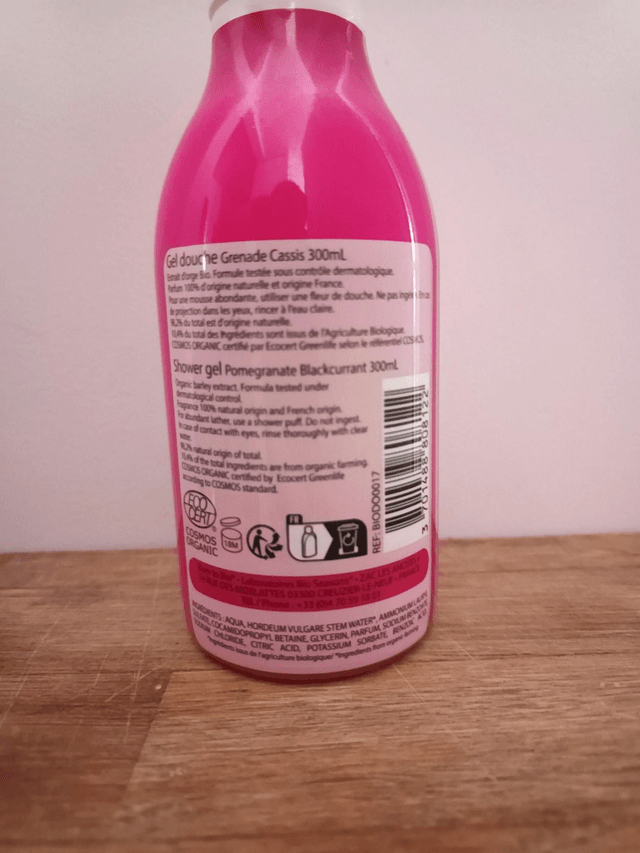 Gel douche grenade cassis