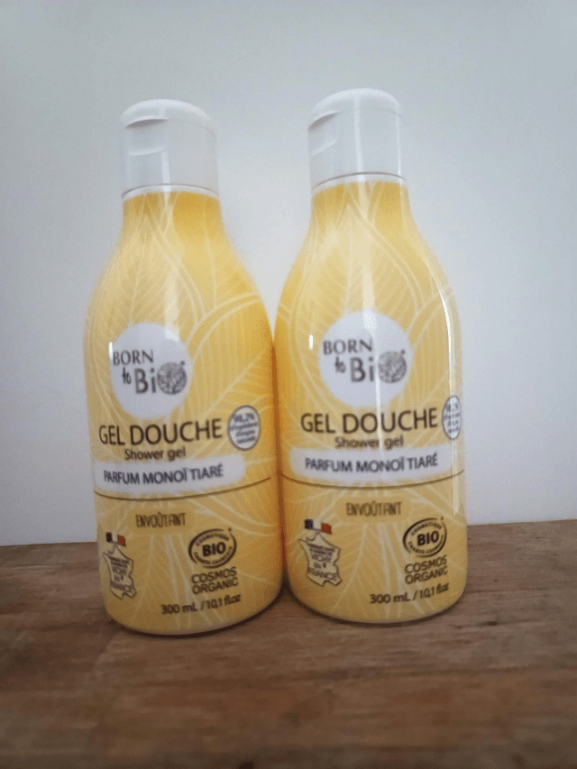 Lot de 2 bouteilles de gel douche monoï tiaré bio 