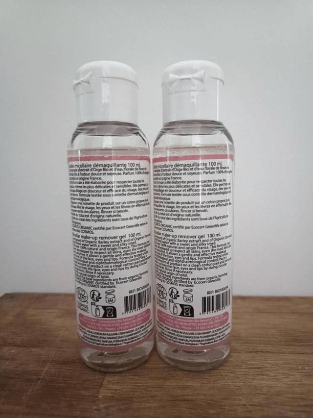 Lot de 2 bouteilles de gelée micellaire démaquillante bio