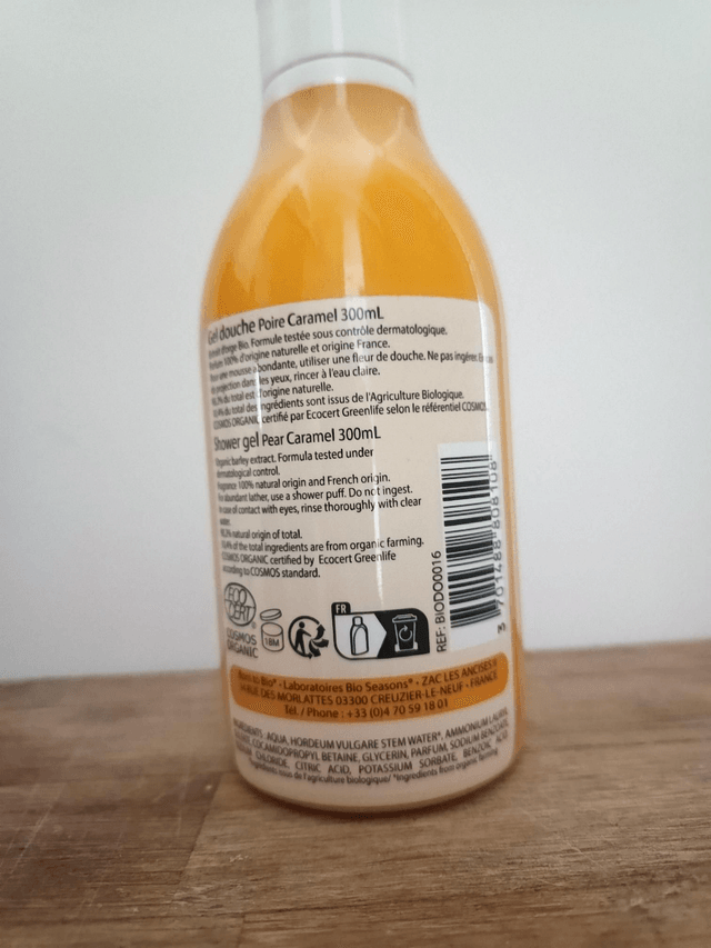 Gel douche poire caramel bio