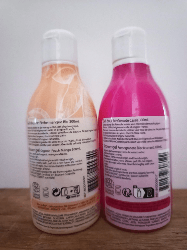 Lot de 2 bouteilles de gel douche bio