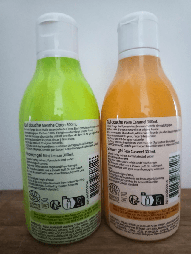 Lot de 2 gel douche gourmand bio