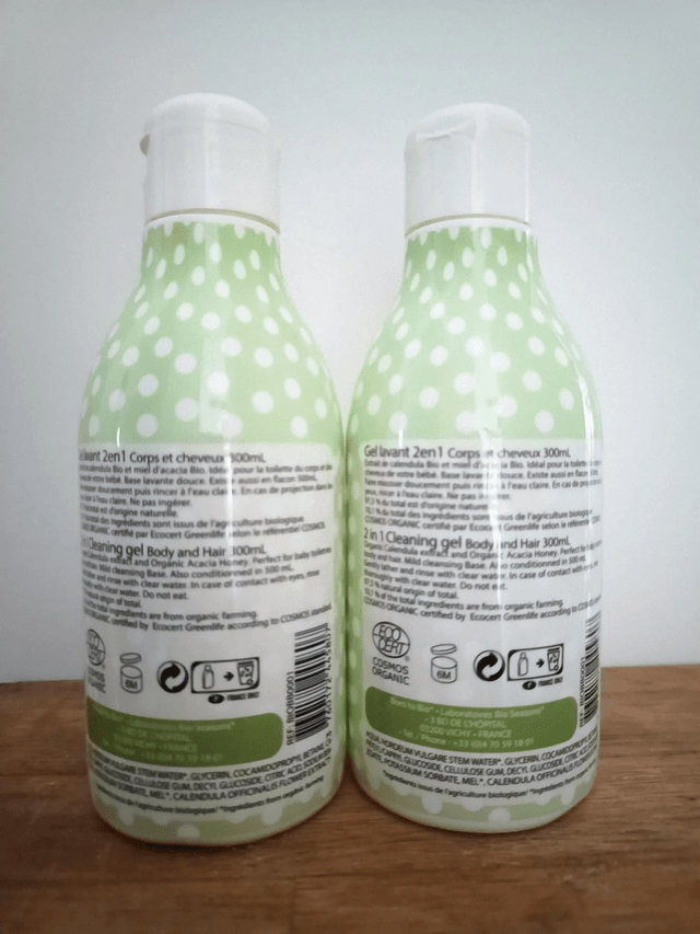 Lot de 2 bouteilles de gel lavant 2en1