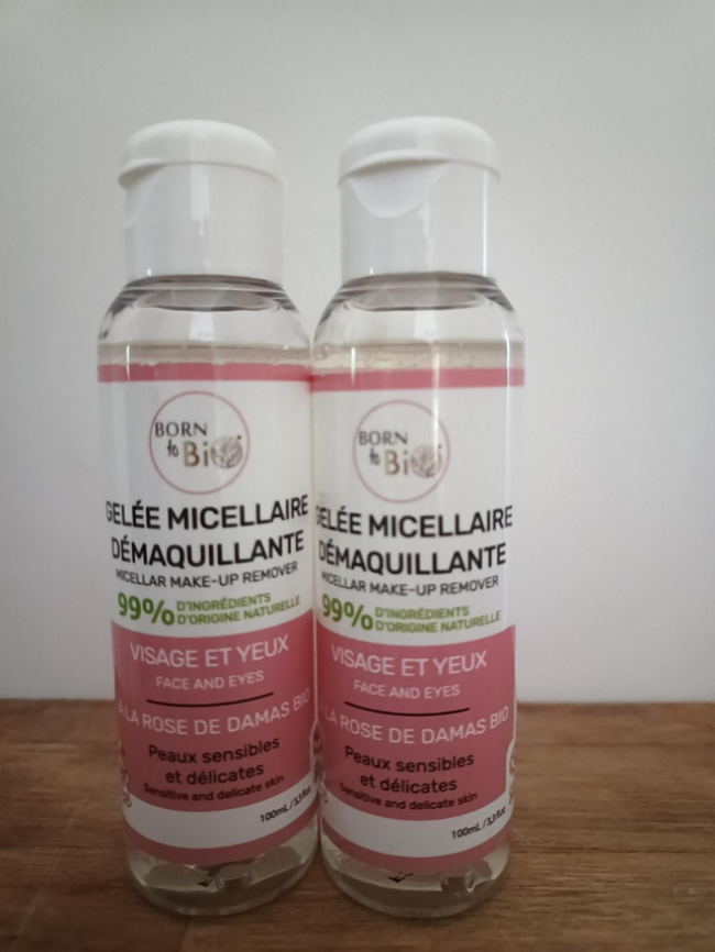 Lot de 2 bouteilles de gelée micellaire démaquillante bio